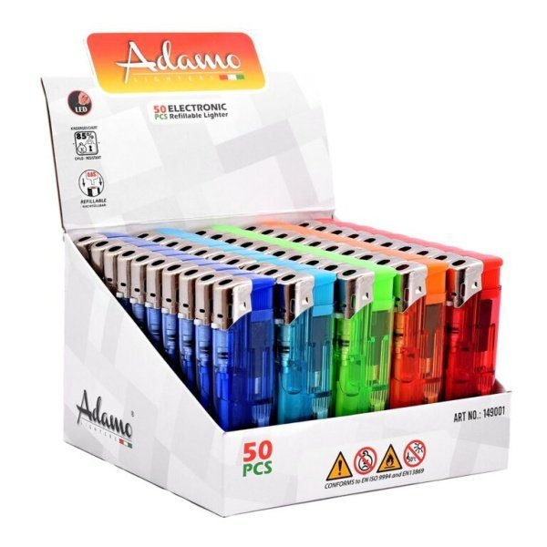 Zapalovač Adamo Piezo LED, transparent
