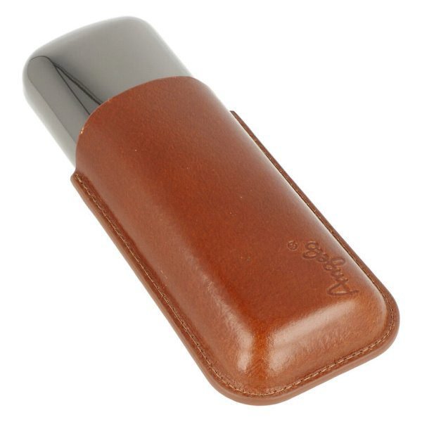 Pouzdro na 2 doutníky Angelo, kov/kůže, hnědé