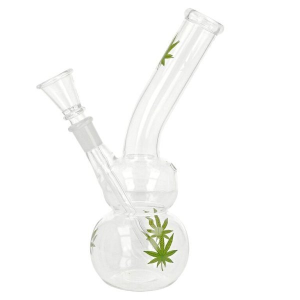 Skleněný bong Basic Green Leaf, 22cm