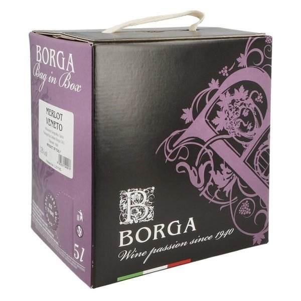 Víno Borga Merlot IGT 5l 12%, červené, Bag in box