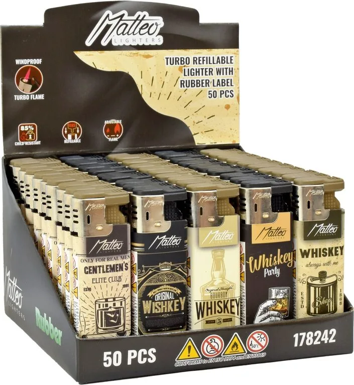 Zapalovač Matteo Turbo Whiskey Rubber