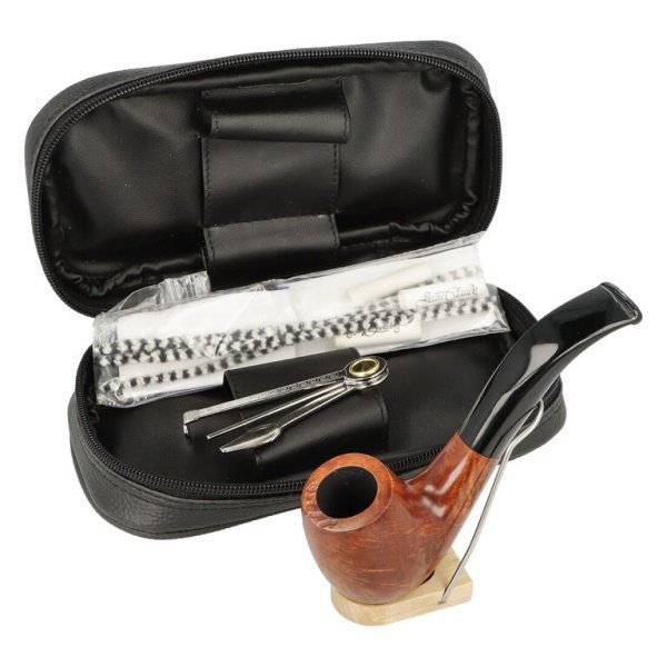 Dýmková sada Mr. Pipe - startovací set, dýmka zahnutá + etue