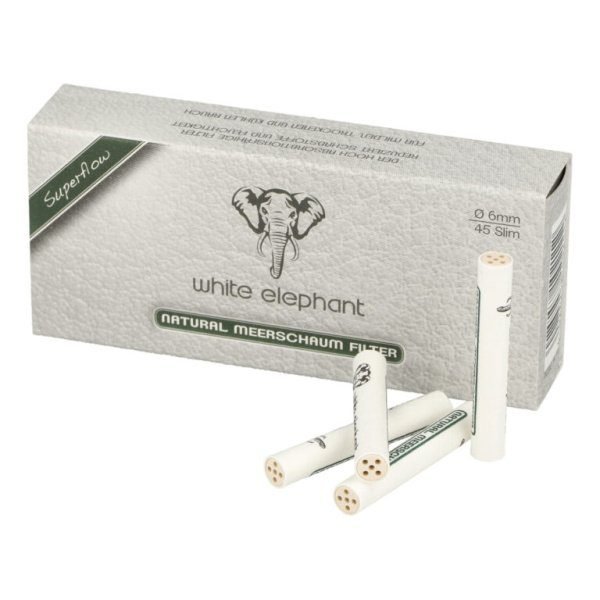 Filtry do dýmky White Elephant Meerschaum 6mm, meršánové, 45ks