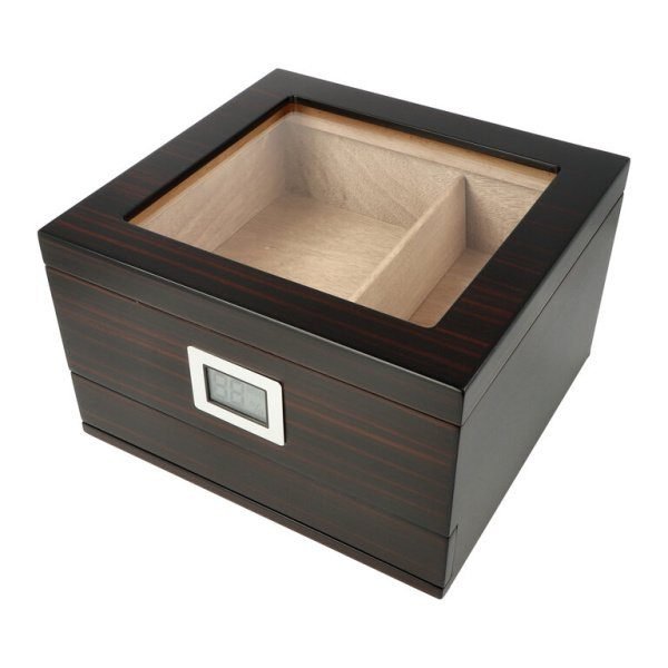 Humidor na doutníky Ebony matný prosklený 20D, 23x22x14cm
