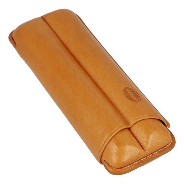 Pouzdro na 2 doutníky Jemar, kůže, 17cm, natural