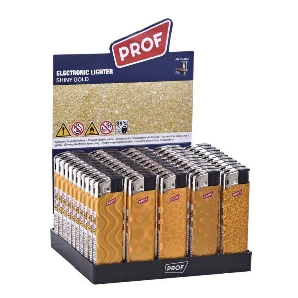 Zapalovač PROF Piezo Shiny Gold