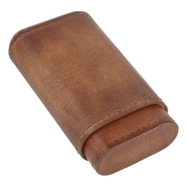Pouzdro na 3 doutníky Angelo, hnědá kůže, 11cm