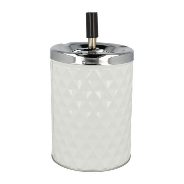 Cigaretový popelník kovový otočný Diamant bílý, 11cm