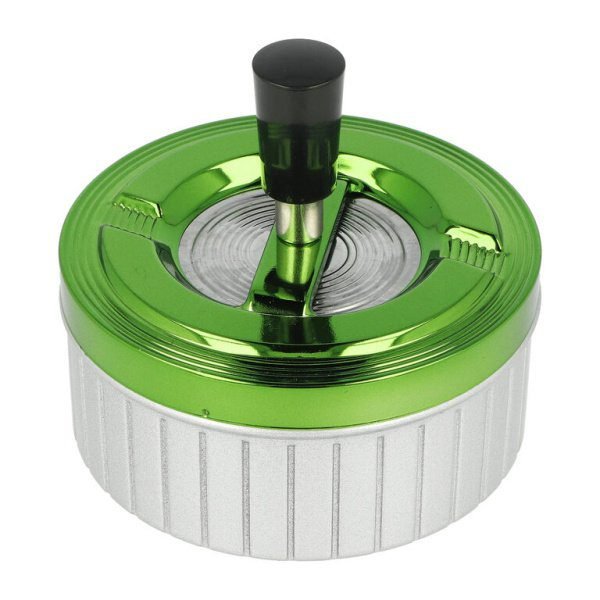 Cigaretový popelník kovový otočný Stripes zelený, 11cm