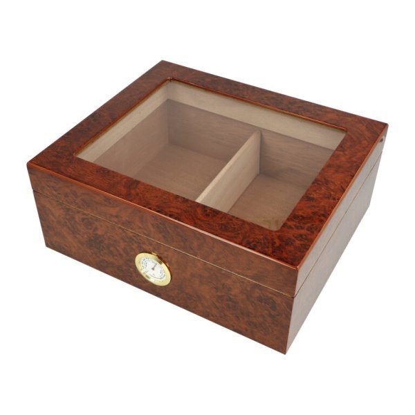 Humidor na doutníky hnědý Glasstop 25D, 26x22x11cm