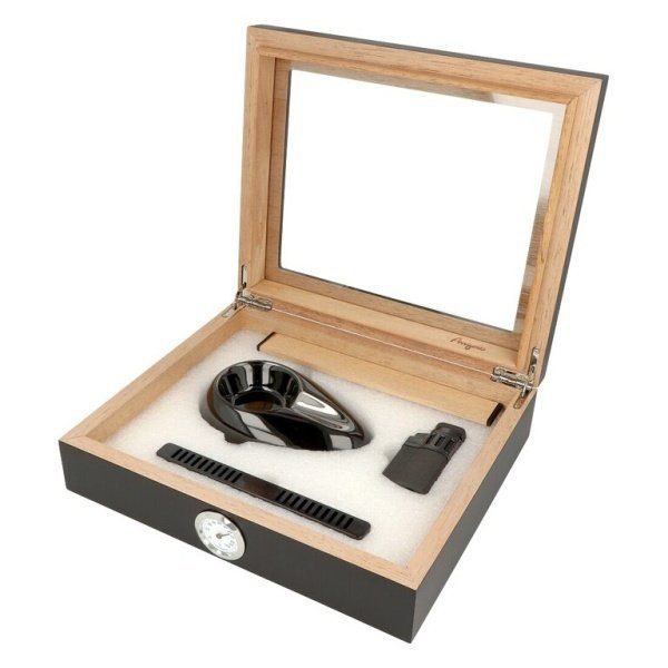 Humidor na doutníky Angelo Set 15D černý, 26x22x6,5cm