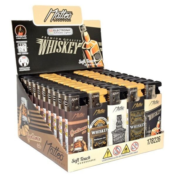 Zapalovač Matteo Turbo Whiskey Rubberized