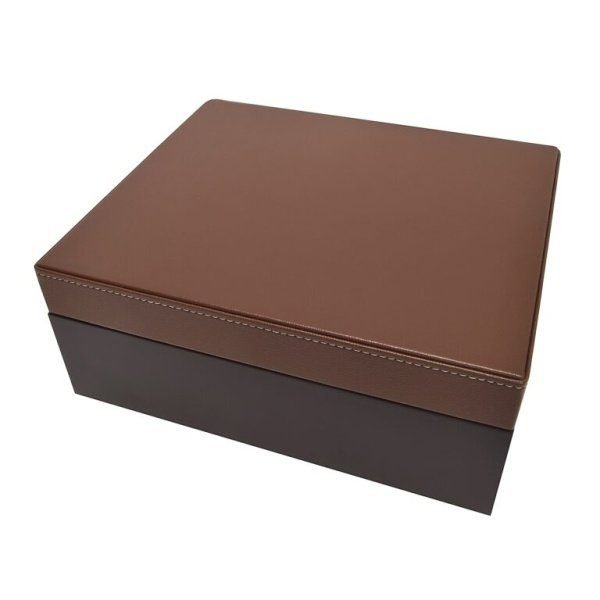 Humidor na doutníky černohnědý koženka