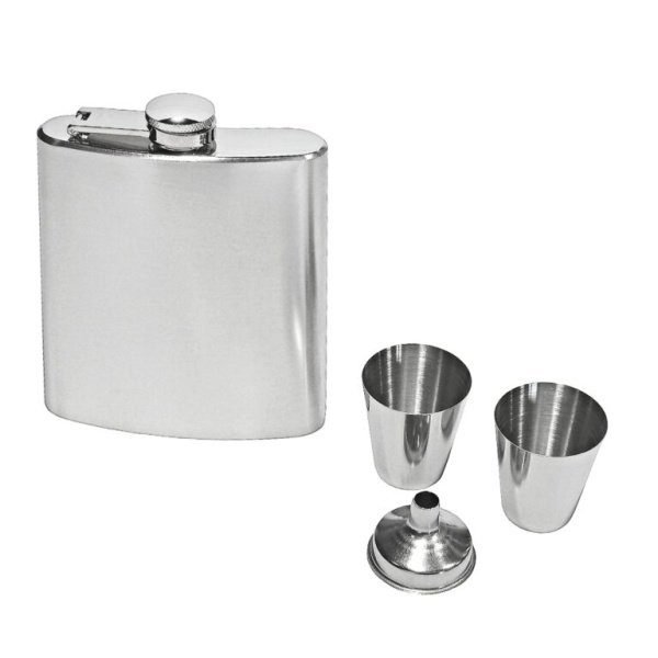 Placatka nerezová s pohárky čistá, 7oz