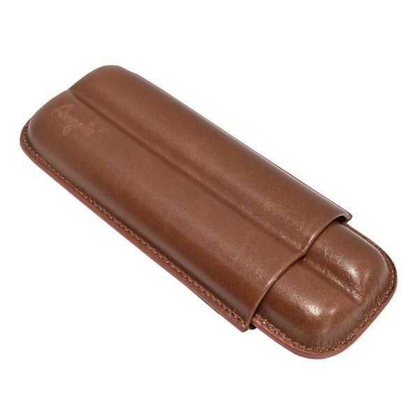 Pouzdro na 2 doutníky Etue Angelo, hnědé, kožené, 170mm